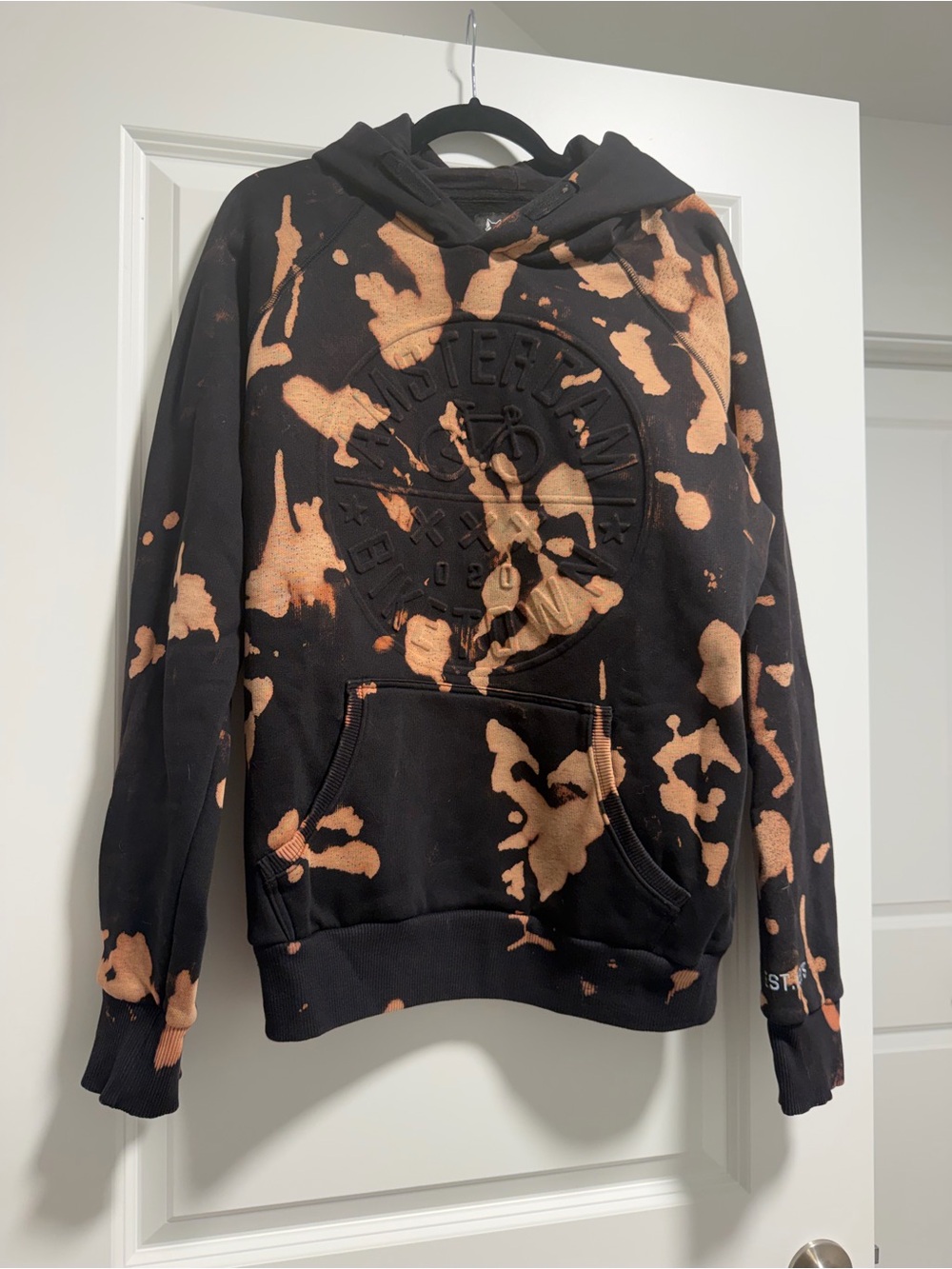 Fox Black and Orange Bleach-Effect Pullover Hoodie